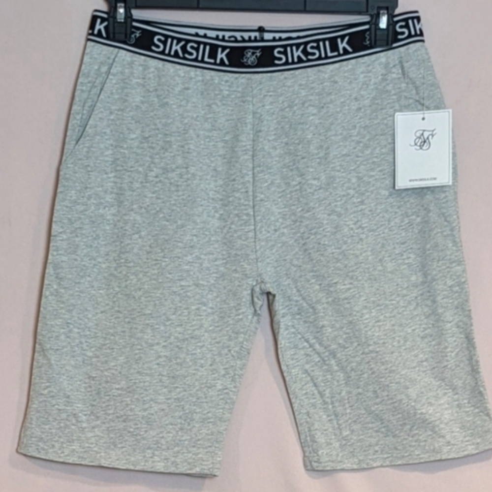 SikSilk Light Gray Loose Fit Jersey Shorts with Pockets size Medium